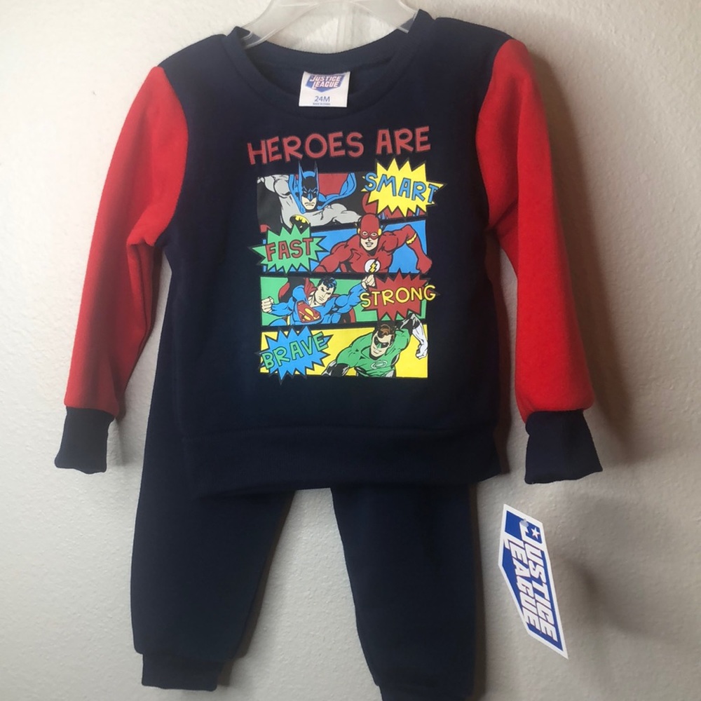 Navy blue and red justice league 2 piece set size 24 months